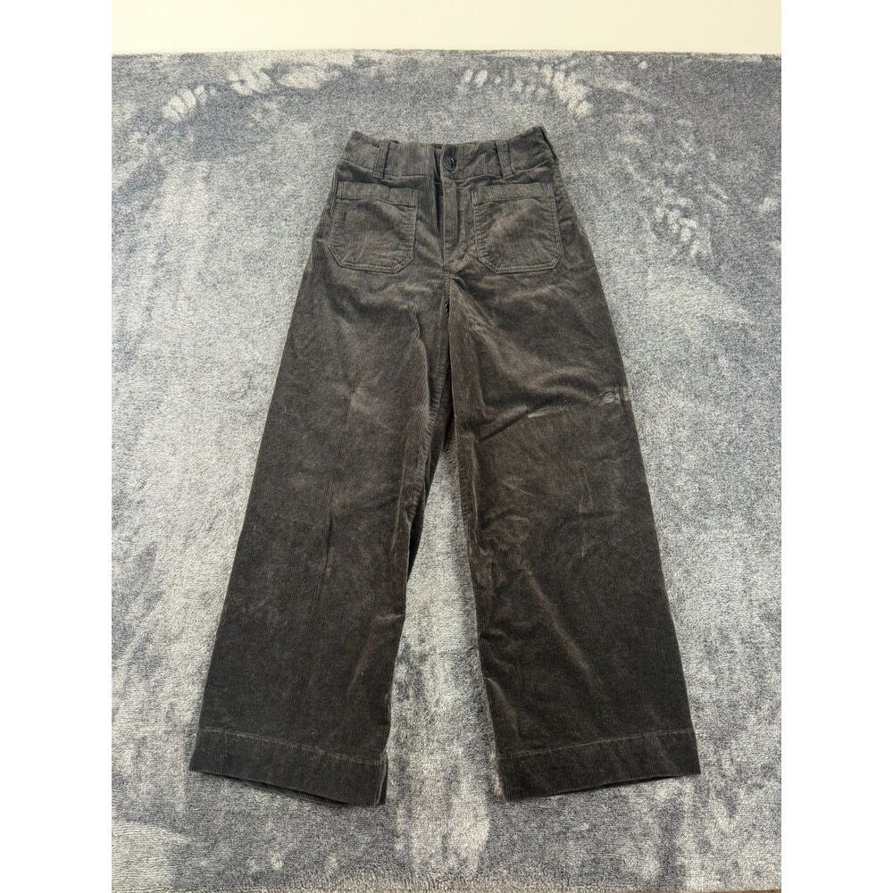 Maeve By Anthropologie The Colette Corduroy Wide-Leg Pants Black Front Pocket 26